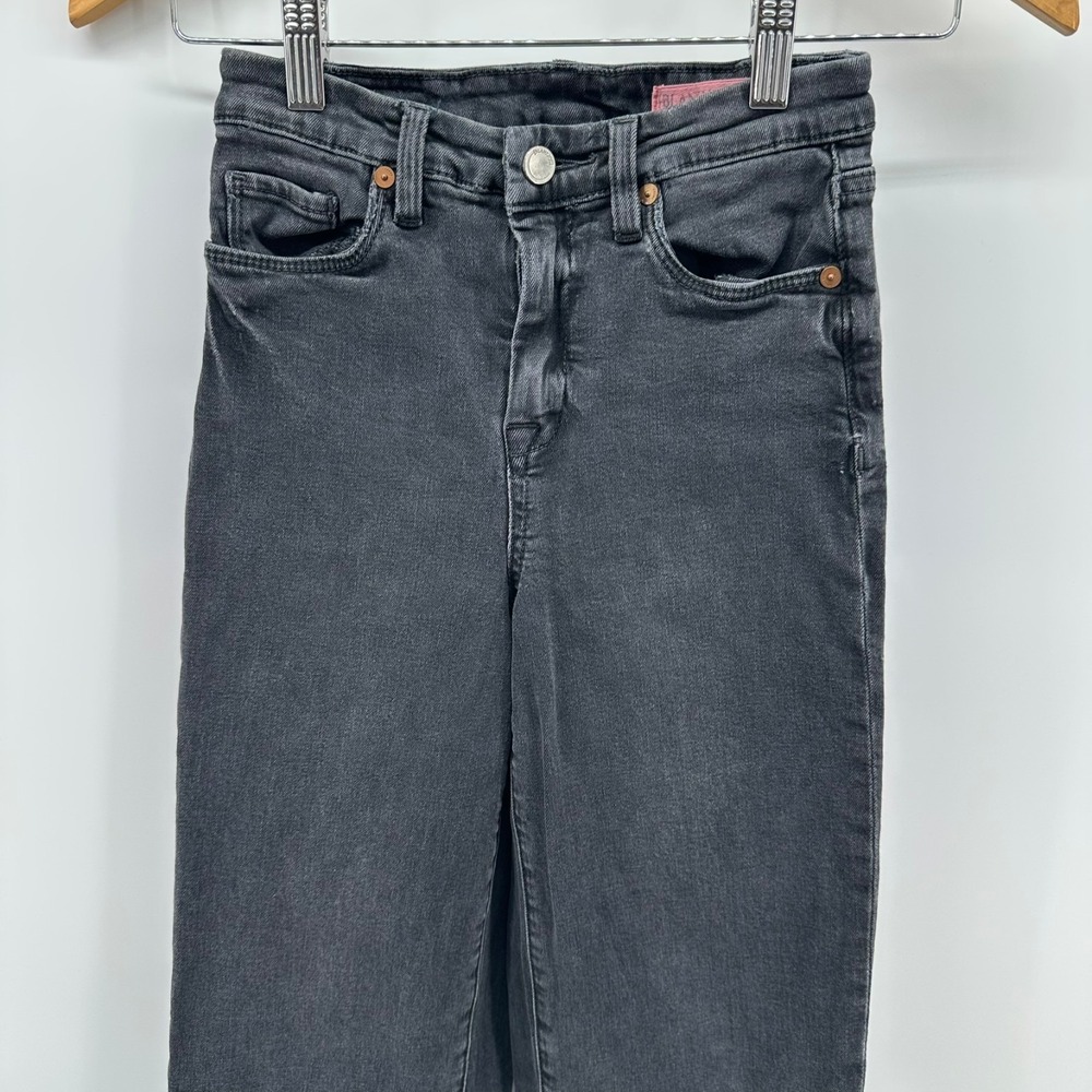 Blank NYC The Mini Franklin Jeans Girls 10 Black‎ Denim Ribcage Wide Leg Raw Hem